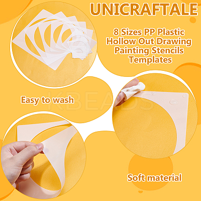 16Pcs 8 Sizes PP Plastic Hollow Out Drawing Painting Stencils Templates DIY-WH0699-92A-1