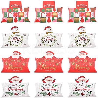16Pcs 4 Styles Christmas Theme Paper Pillow Gift Boxes CON-FS0001-22-1