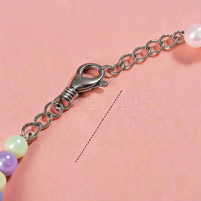 Rainbow Color Resin Beaded Stretch Bracelets & Necklaces for Kids WGBA309-01-1