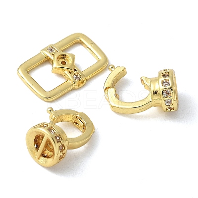Brass Pave Clear Cubic Zirconia Fold Over Clasps KK-M320-16G-1