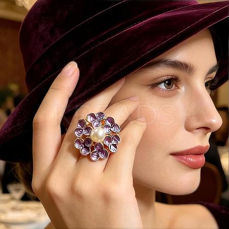 Zinc Alloy Enamel Cuff Open Rings for Women WZ6536-3-1