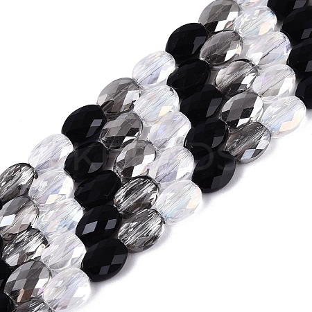 Electroplate Imitation Jade & Opaque & Transparent Glass Beads Strands EGLA-Q135-6x8MM-01H-1