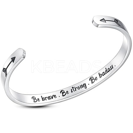 Inspirational 304 Stainless Steel Cuff Bangles FS-WG30F15-04-1