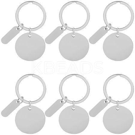 20Pcs 201 Stainless Steel Blank Pendant Keychain KEYC-SC0001-62D-1