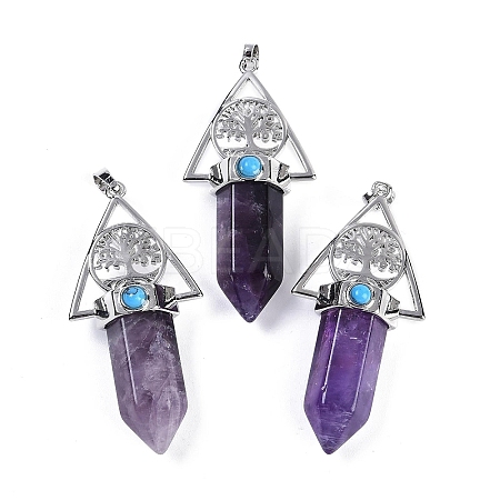 Natural Amethyst Faceted Pointed Bullet Big Pendants G-H076-02P-05-1