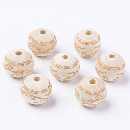 Unfinished Natural Wood European Beads WOOD-S057-009B-1