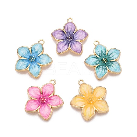 Rack Plating Alloy Enamel Pendants X-ENAM-N056-365KCG-1