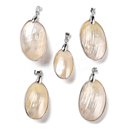 Electroplate Natural Shell Big Pendants KK-F882-05P-1