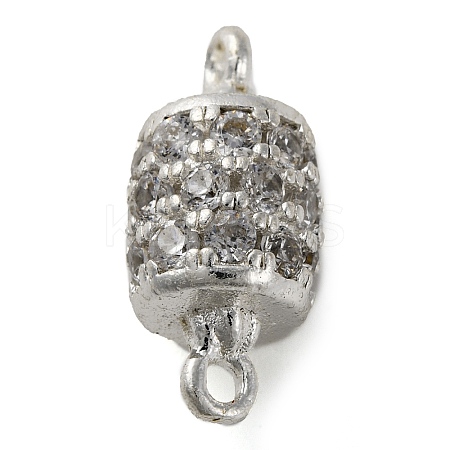 Brass Micro Pave Clear Cubic Zirconia Hollow Column Connector Charms KK-A230-05F-S-1