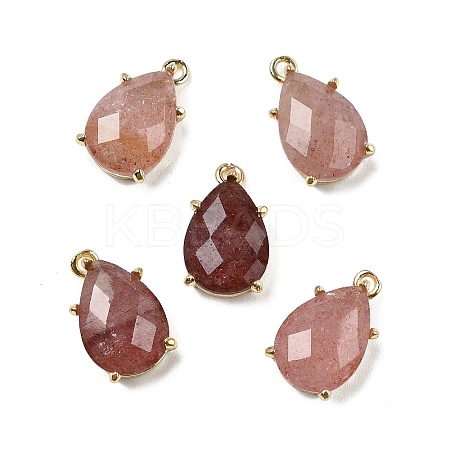 Natural Strawberry Quartz Faceted Pendants G-M431-16G-06-1