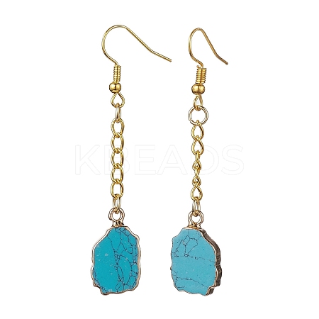 Nuggets Synthetic Turquoise Dangle Earrings EJEW-JE05683-01-1