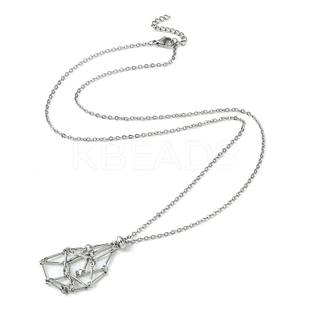 Tarnish Resistant 304 Stainless Steel Macrame Pouch Braided Gemstone Holder X-NJEW-JN04468-07-1