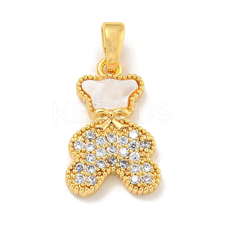 Brass Micro Pave Clear Cubic Zirconia Pendants KK-P275-18G-1