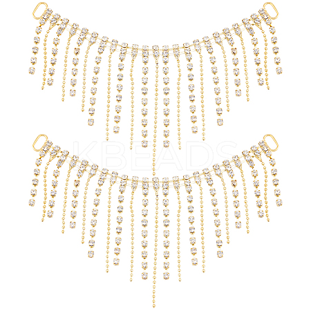 2Pcs Alloy & Glass Rhinestones Tassel Shoe Decoration Chain FIND-GF0005-26-1