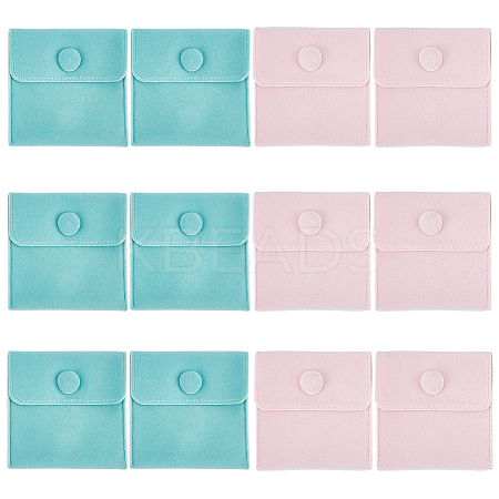12Pcs 2 Colors Square Velvet Jewelry Bags TP-CP0001-02A-1
