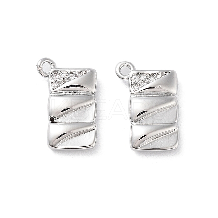 Brass Micro Pave Clear Cubic Zirconia Charms KK-F871-42P-1