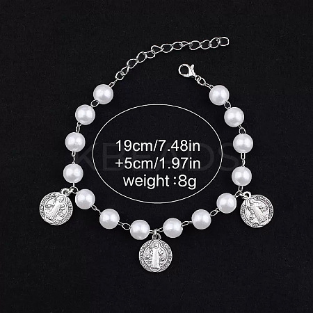 Iron Flat Round with  Saint Benedict Charm Bracelets HP3576-1