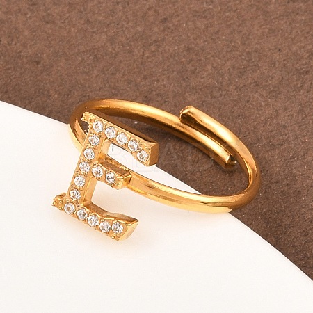 304 Stainless Steel Micro Pave Cubic Zirconia Cuff Open Rings RJEW-D336-01G-07-1