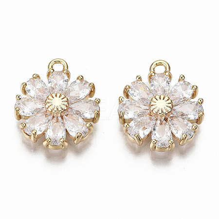 Real 18K Gold Plated Brass Micro Pave Cubic Zirconia Pendants KK-S360-043A-NF-1