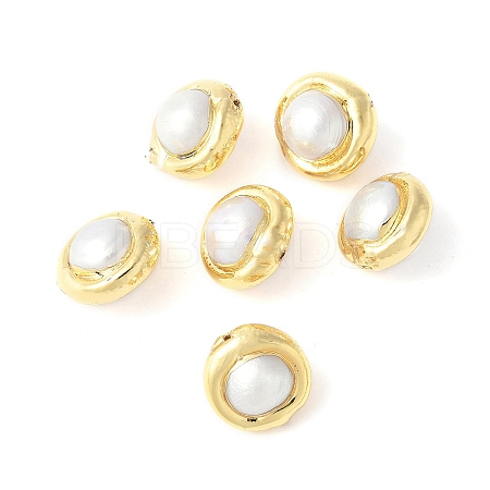 Electroplated Natural Cultured Freshwater Pearl Beads KK-P305-03G-1