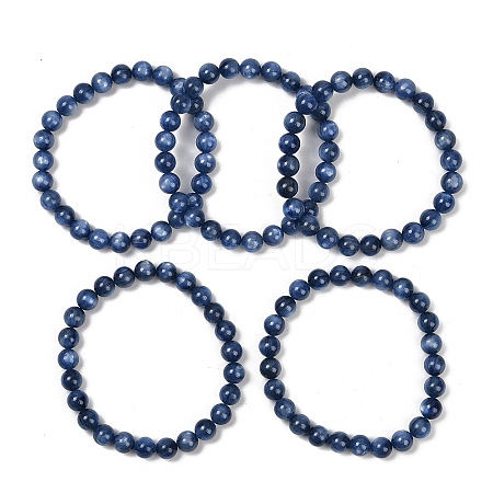 Natural Kyanite Beads Stretch Bracelets for Men Women BJEW-R023-01-1