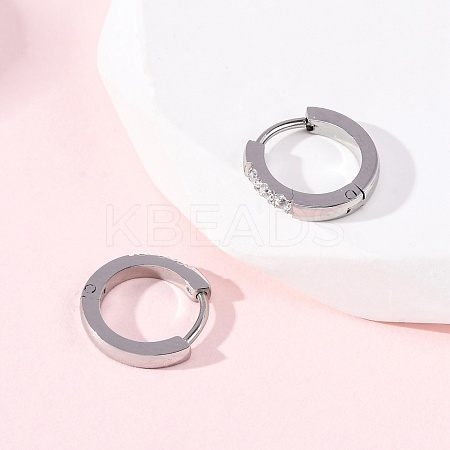 304 Stainless Steel Clear Cubic Zirconia Hoop Earrings EJEW-D331-18B-P-1