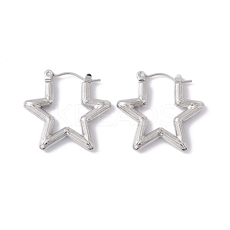 304 Stainless Steel Star Hoop Earrings for Women EJEW-E199-04P-1