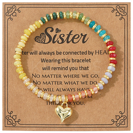 Natural Mixed Gemstone Rondelle Beads Stretch Bracelets XM9841-1-1