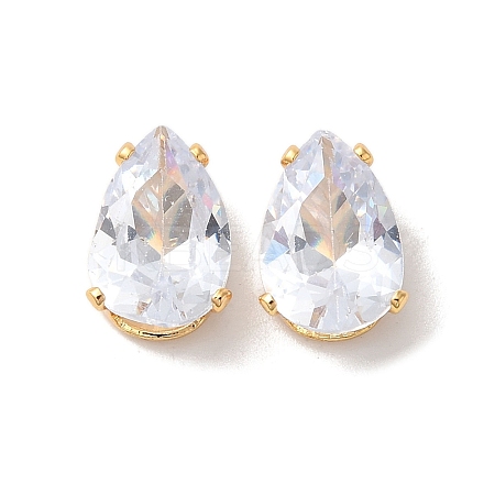 Brass Clear Cubic Zirconia Cabochons STAS-M294-30D-1