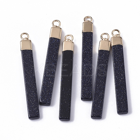 Top Golden Plated Synthetic Blue Goldstone Pendants G-S359-028B-1