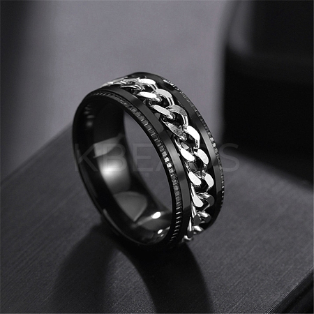 Non-Tarnish Stainless Steel Chains Rotating Finger Ring LS-PW-WG67706-04-1