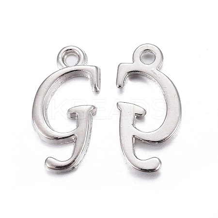 Platinum Plated Alloy Letter Pendants PALLOY-P097-02-G-1