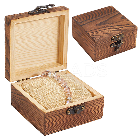 2Pcs Wooden Jewelry Trinket Storage Boxes with 2Pcs Cloth Bracelet Watch Pillows CON-BBC0001-16B-1