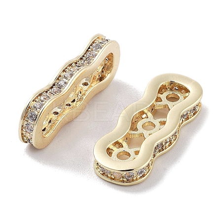 Brass Micro Pave Clear Cubic Zirconia Multi-Strands Links KK-B082-15A-G-1