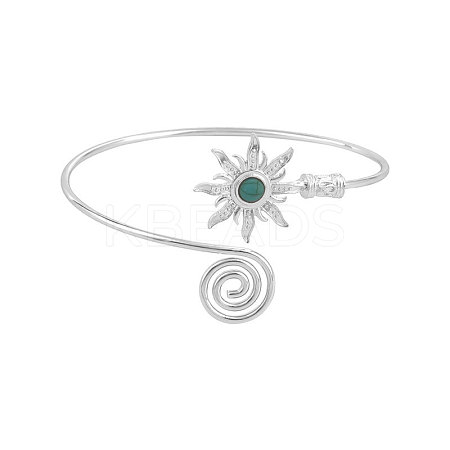 Adjustable Alloy Synthetic Turquoise Arm Cuff Bangles FS-WG768A2-02-1