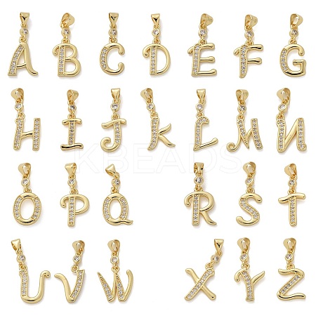 26Pcs Brass Micro Pave Cubic Zirconia Pendants KK-M319-02G-1