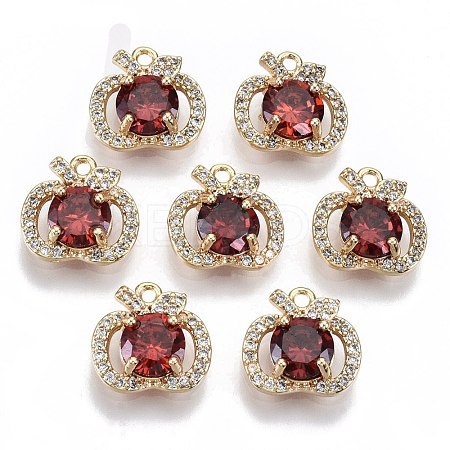 Brass Micro Pave Cubic Zirconia Charms X-KK-R112-046-NF-1