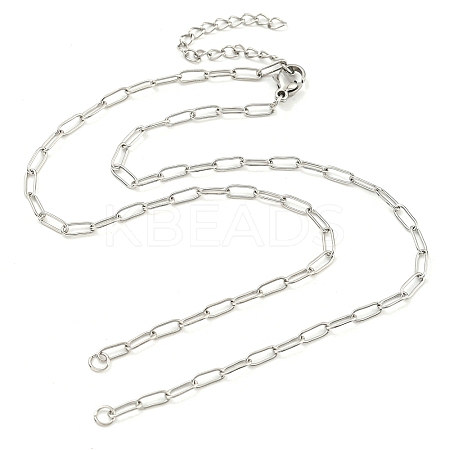 Tarnish Resistant 304 Stainless Steel Paperclip Chains Necklace Makings LS-AJEW-P119-05P-1