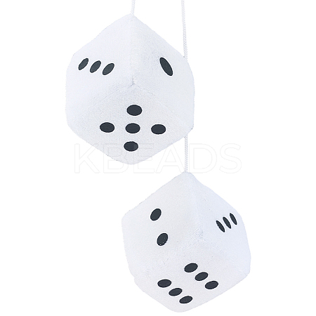 Fur Plush Dice Pendant Decorations HJEW-CN0001-44B-1