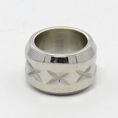 Tarnish Resistant 304 Stainless Steel Large Hole Column Carved X-shape Beads LS-STAS-G037-06-1