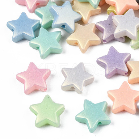 Spray Painted Frosted Opaque Acrylic Beads ACRP-S679-43B-1