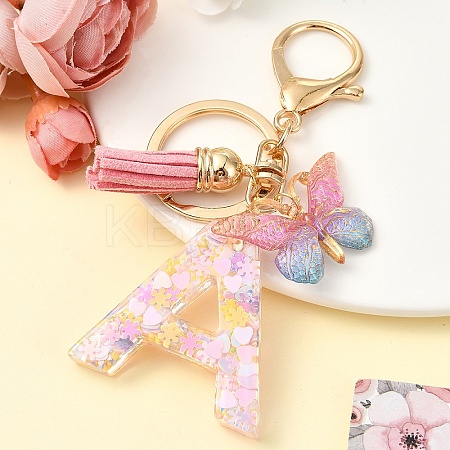 Resin & Acrylic & Faux Suede Tassel Keychain KEYC-YW00124-01-1