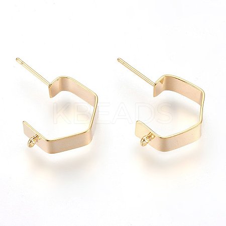 Brass Ear Stud Findings X-KK-S345-022G-1