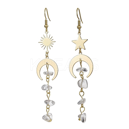 Moon & Sun & Star Brass Asymmetrical Earrings EJEW-JE05461-03-1