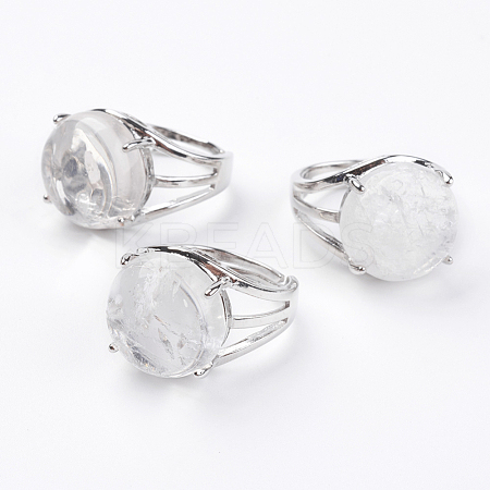 Adjustable Natural Quartz Crystal Finger Rings RJEW-F075-01G-1