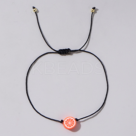 Fruit Lemon Polymer Clay Braided Bead Bracelets LP5577-12-1