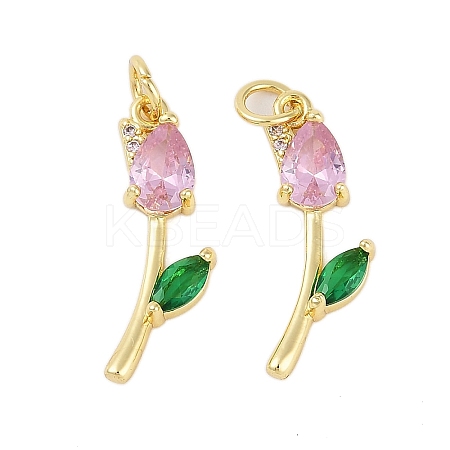 Rack Plating Brass Micro Pave Cubic Zirconia Pendants KK-R166-09G-04-1