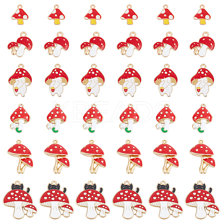 36Pcs 6 Styles Autumn Theme Alloy Enamel Pendants ENAM-HY0003-07-1