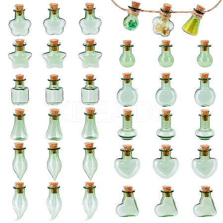 33Pcs 11 Styles Glass Cork Bottles Ornament AJEW-PH0025-20-1