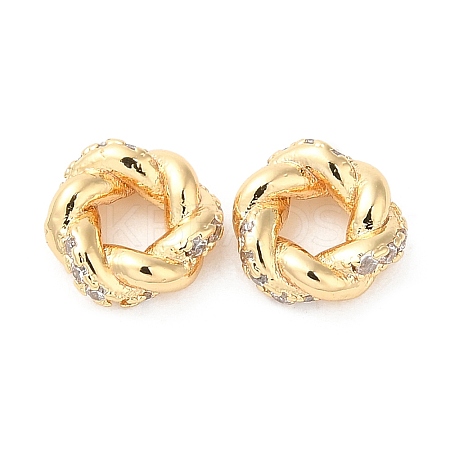 Brass Micro Pave Cubic Zirconia Spacer Beads KK-F855-05G-1